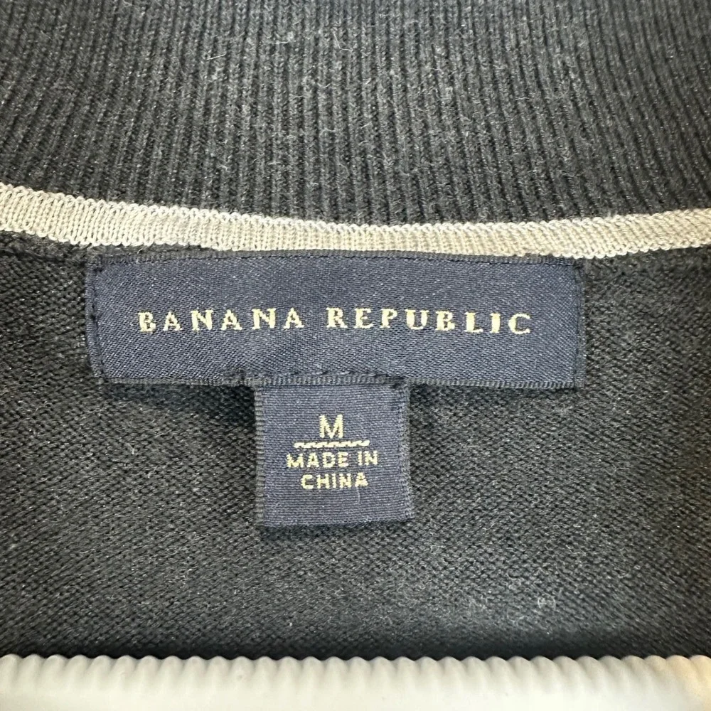 Banana Republic Men's Zip Front Sweater‎ Jacket Cardigan Size M Gray Black silk